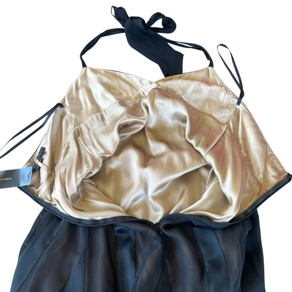 VTG BCBG Max Azria Y2K Black Silk Chiffon Halter Dress Whimsygoth Prom NWT Sz 4 - Picture 6 of 14